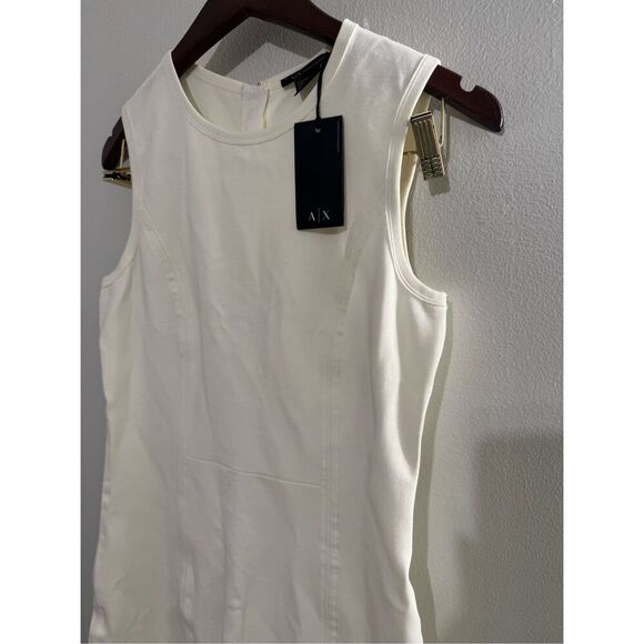 NWT Armani Exchange Women’s White Sleeveless Dress Size Medium Sleeveless Zipper - Picture 3 of 10
